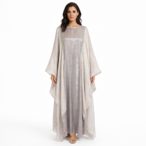 Abaya Élégance Bleu céleste Perlée