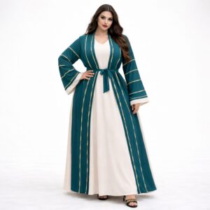 Abaya Impériale Émeraude & Nude.