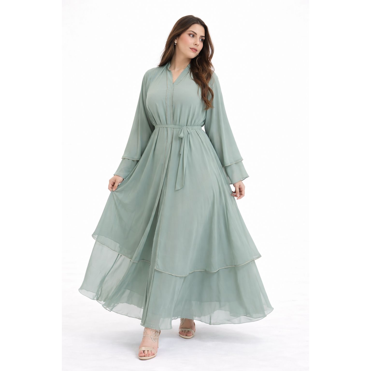Abaya Brume Élégante – Vert Sultana – Image 2