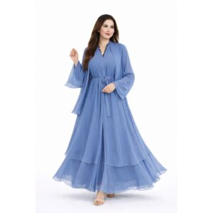 Abaya Brume Élégante – Bleu Safa