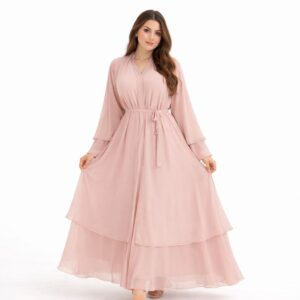 Abaya Brume Élégante – Rose Poudré Amira