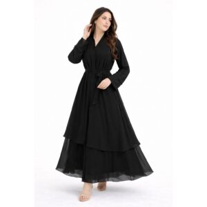 Abaya Brume Élégante – Noir Leile