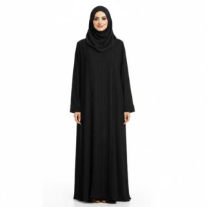 Abaya Ligne Effilochée – Noir