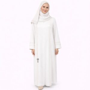 Abaya Ligne Galons – Blanc