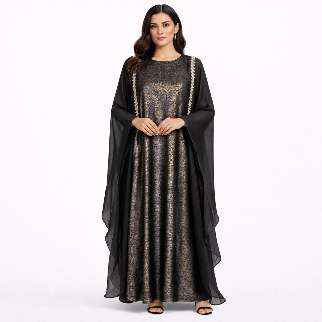 Abaya Élégance Noir Perlée – Image 2