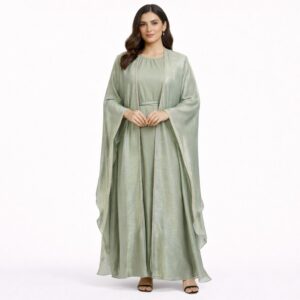 Abaya Leïna – Vert sauge nacré