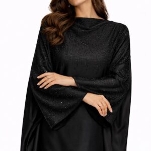 Abaya ornée de strass – Noir