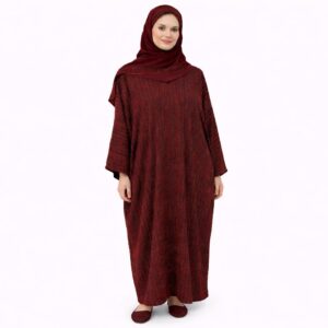 Abaya Jacquard Effiloché — Bordeaux Profond