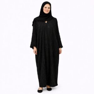 Abaya Jacquard Effiloché — Noir Intense