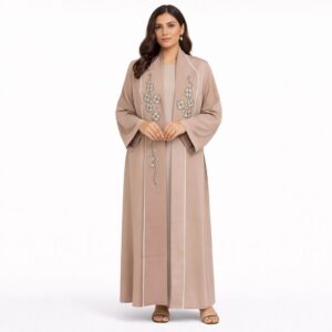 Abaya FLORA SABLE – Ensemble 3 pièces