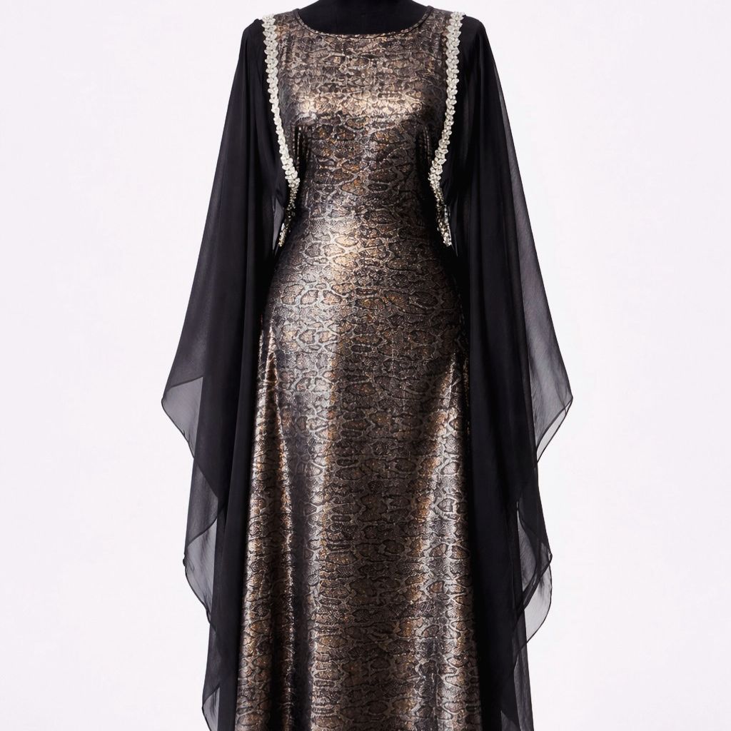Abaya Élégance Noir Perlée – Image 3